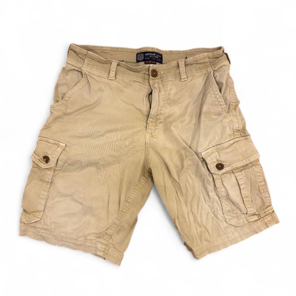 American Eagle Active Flex Khaki Cargo Shorts Mens 34 Tan Utility Vintage